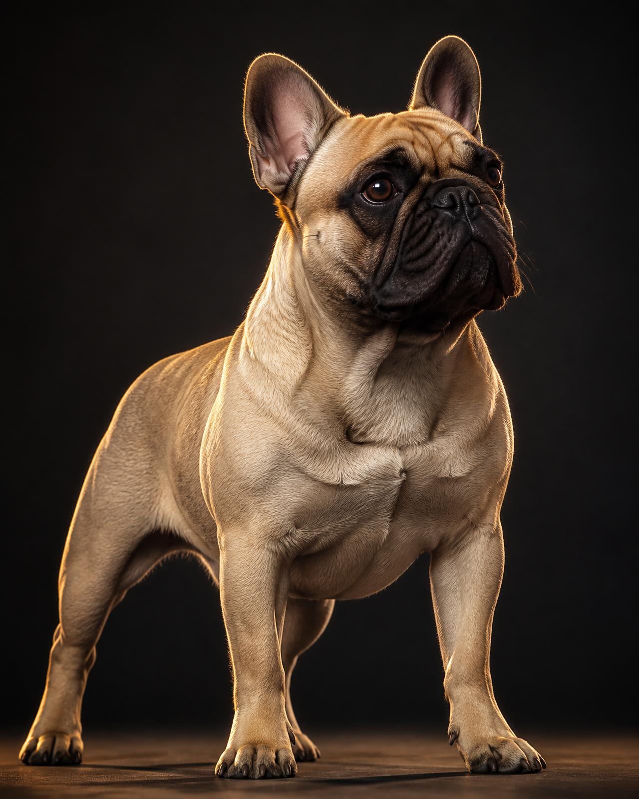 Bulldog francés de color estándar en retrato de estudio